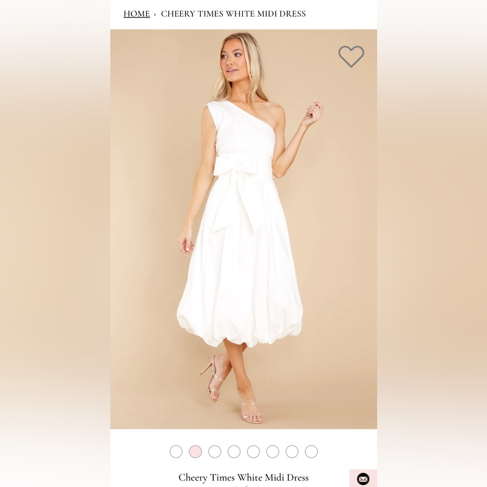 Cheery times white one-shoulder dress, size large